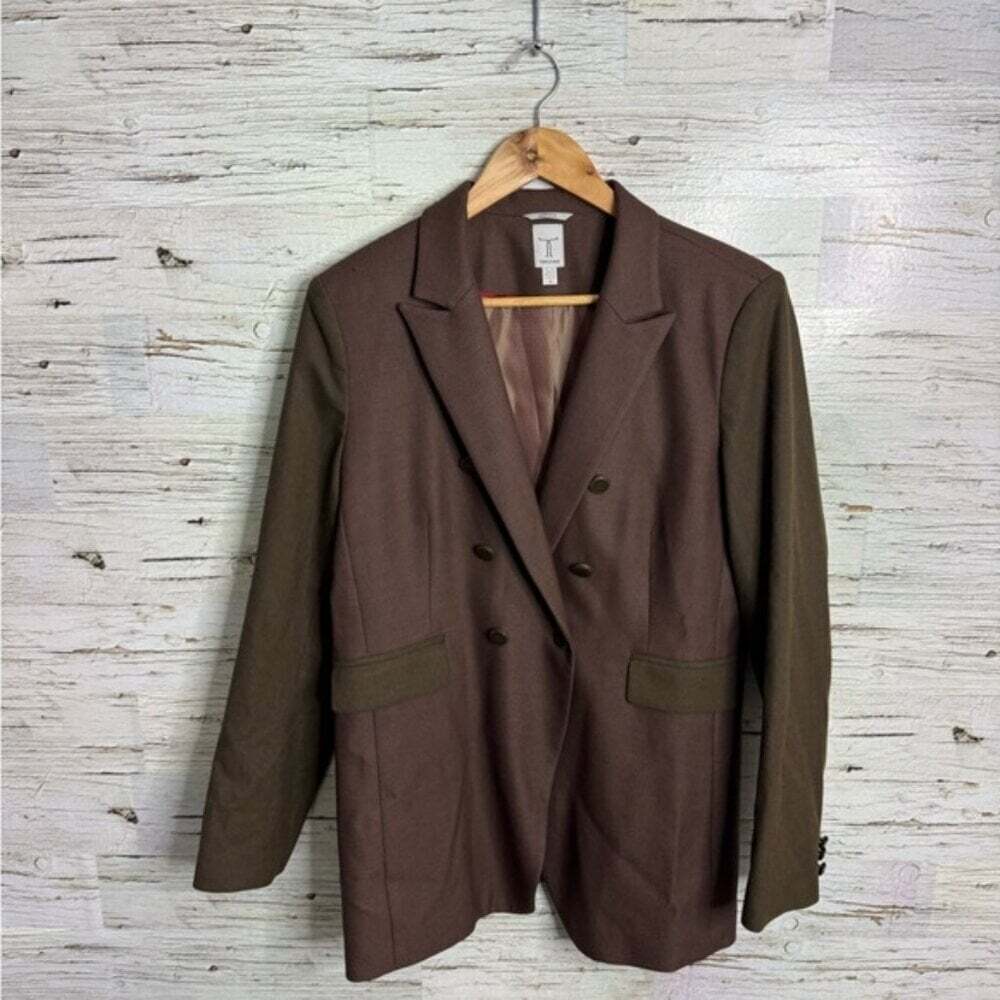 TRISTAN CANADA Women's Brown suede Jacket Blazer 3/4 Sleeves Size 16